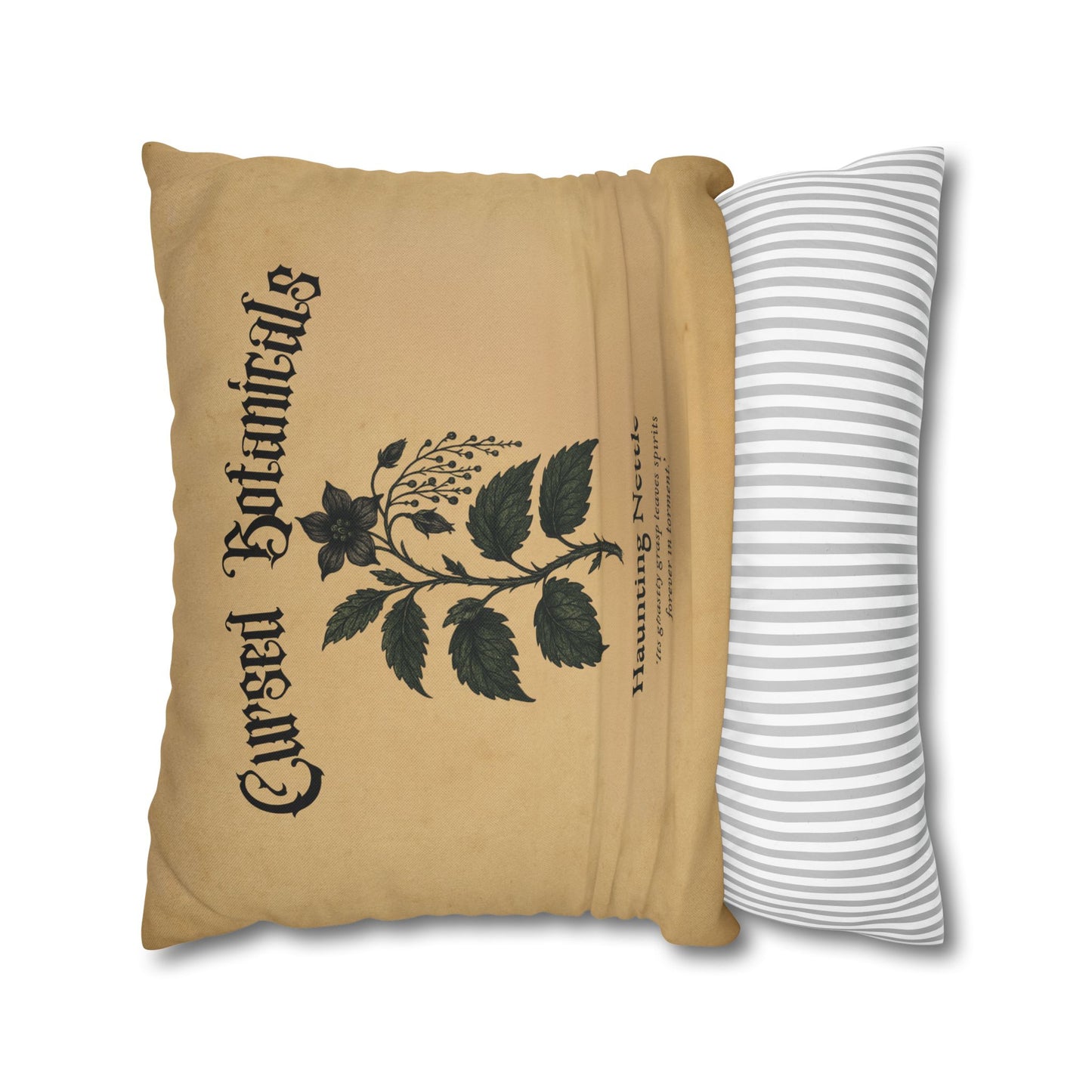 Square Pillowcase, Cursed Botanicals- Haunting Neetle, Spooky Fall Autumn Aesthetic Eerie Design