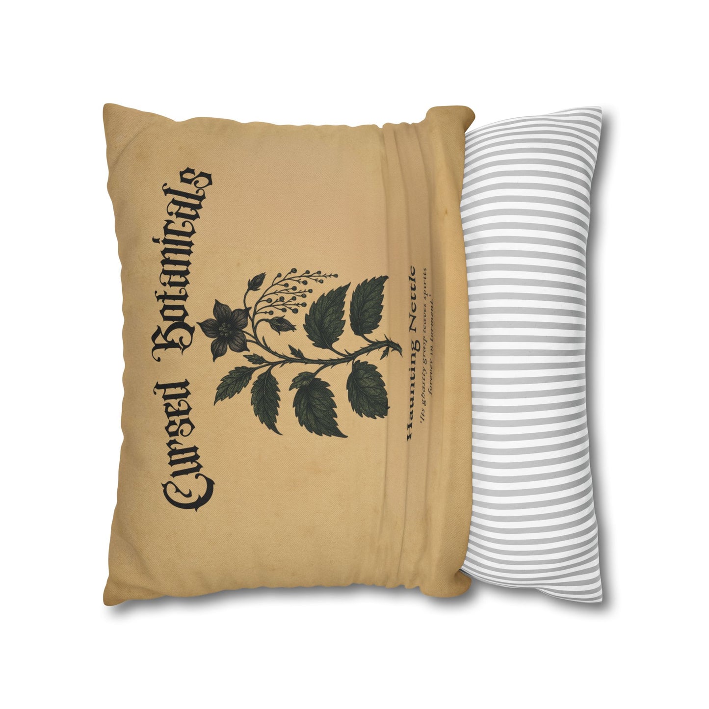 Square Pillowcase, Cursed Botanicals- Haunting Neetle, Spooky Fall Autumn Aesthetic Eerie Design
