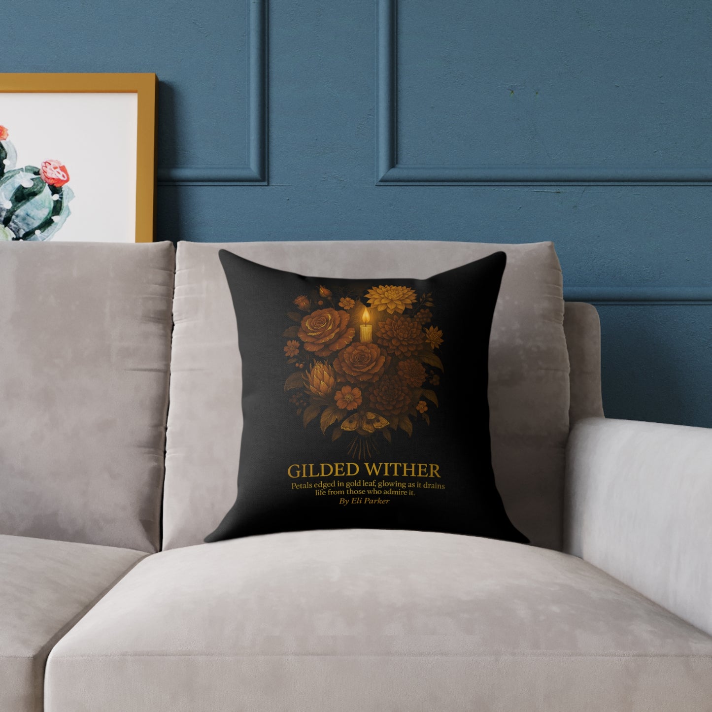 Canvas Pillow -  Haunted Bouquet Collection - Gilded Wither