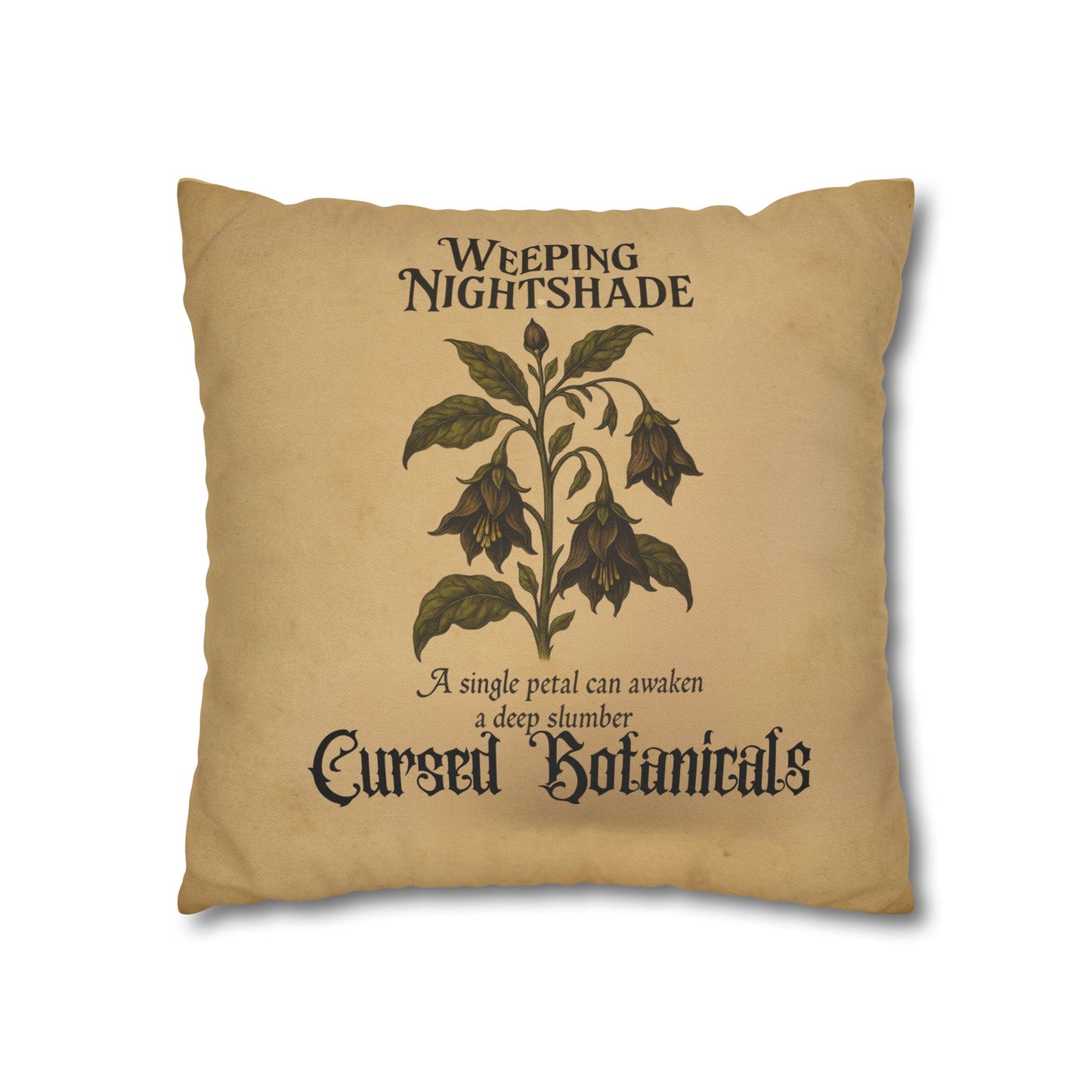 Square Pillowcase, Cursed Botanicals Collection- Weeping Nightshade, Spooky Fall Autumn Aesthetic Eerie Design