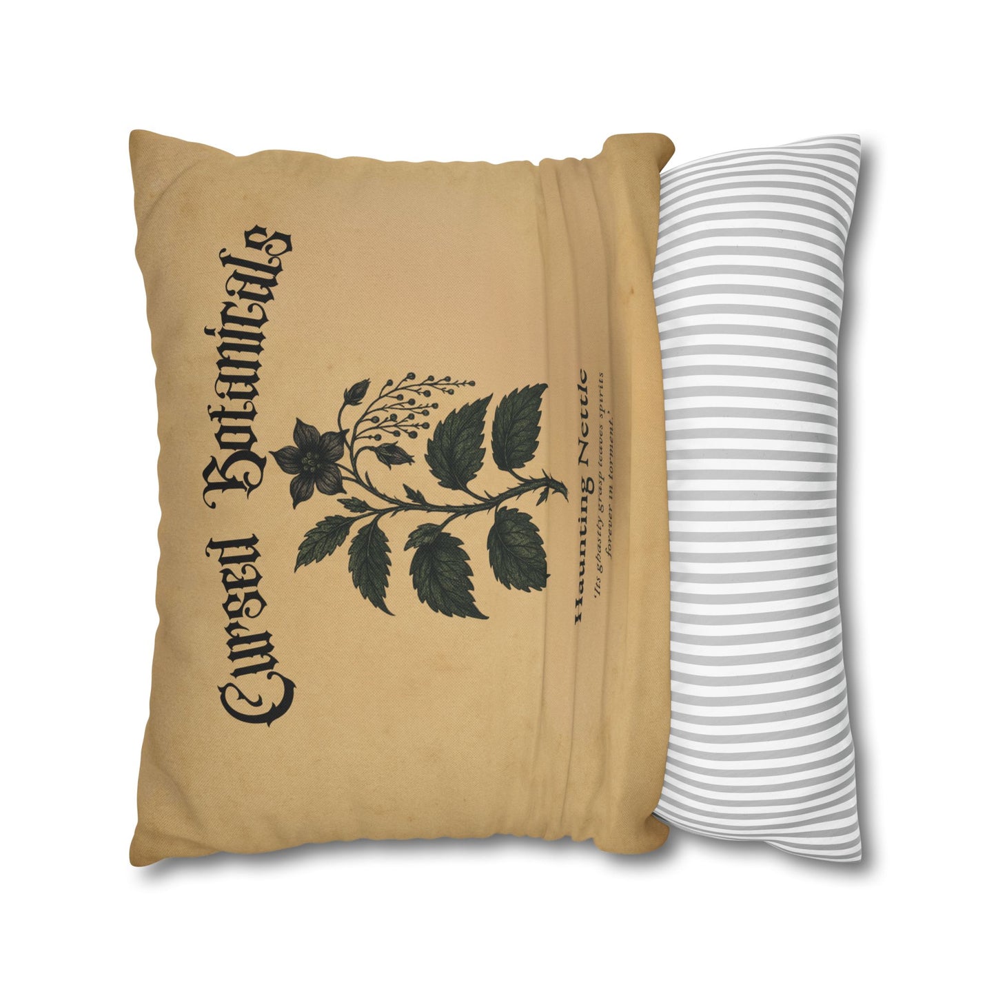 Square Pillowcase, Cursed Botanicals- Haunting Neetle, Spooky Fall Autumn Aesthetic Eerie Design