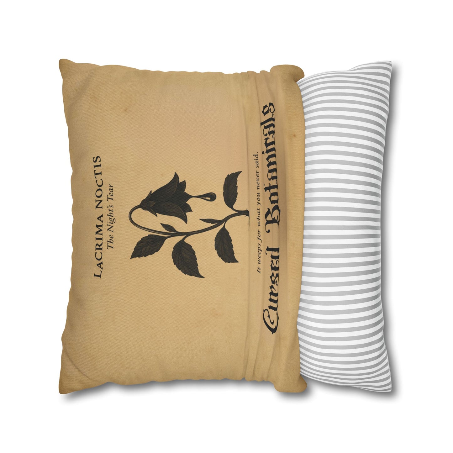 Square Pillowcase, Cursed Botanicals- Night's Tear, Spooky Fall Autumn Aesthetic Eerie Design