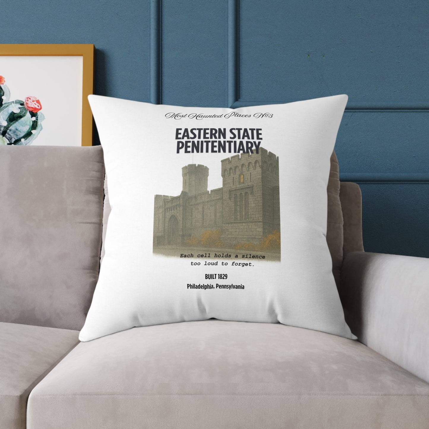Canvas Pillow - The Most Haunted Collection Eastern State Penitentiary  - Rustic Home Decor Accent