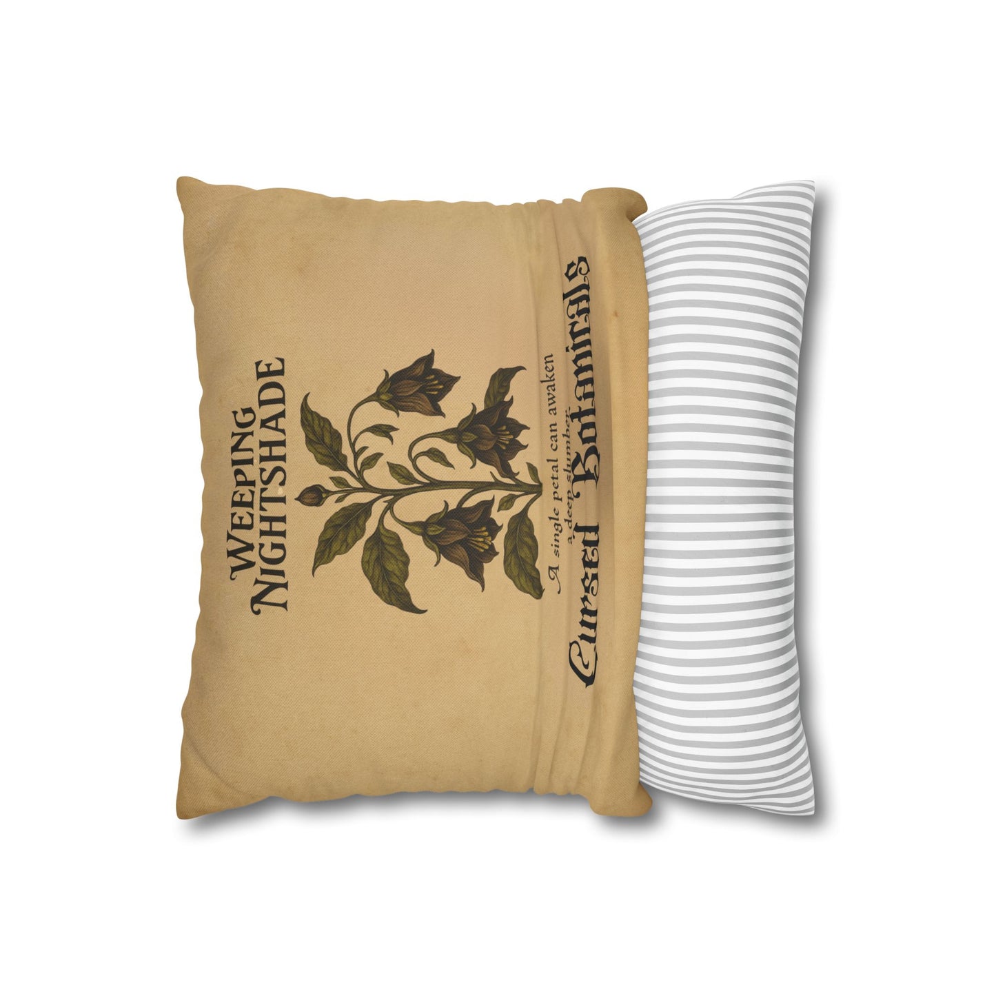 Square Pillowcase, Cursed Botanicals Collection- Weeping Nightshade, Spooky Fall Autumn Aesthetic Eerie Design