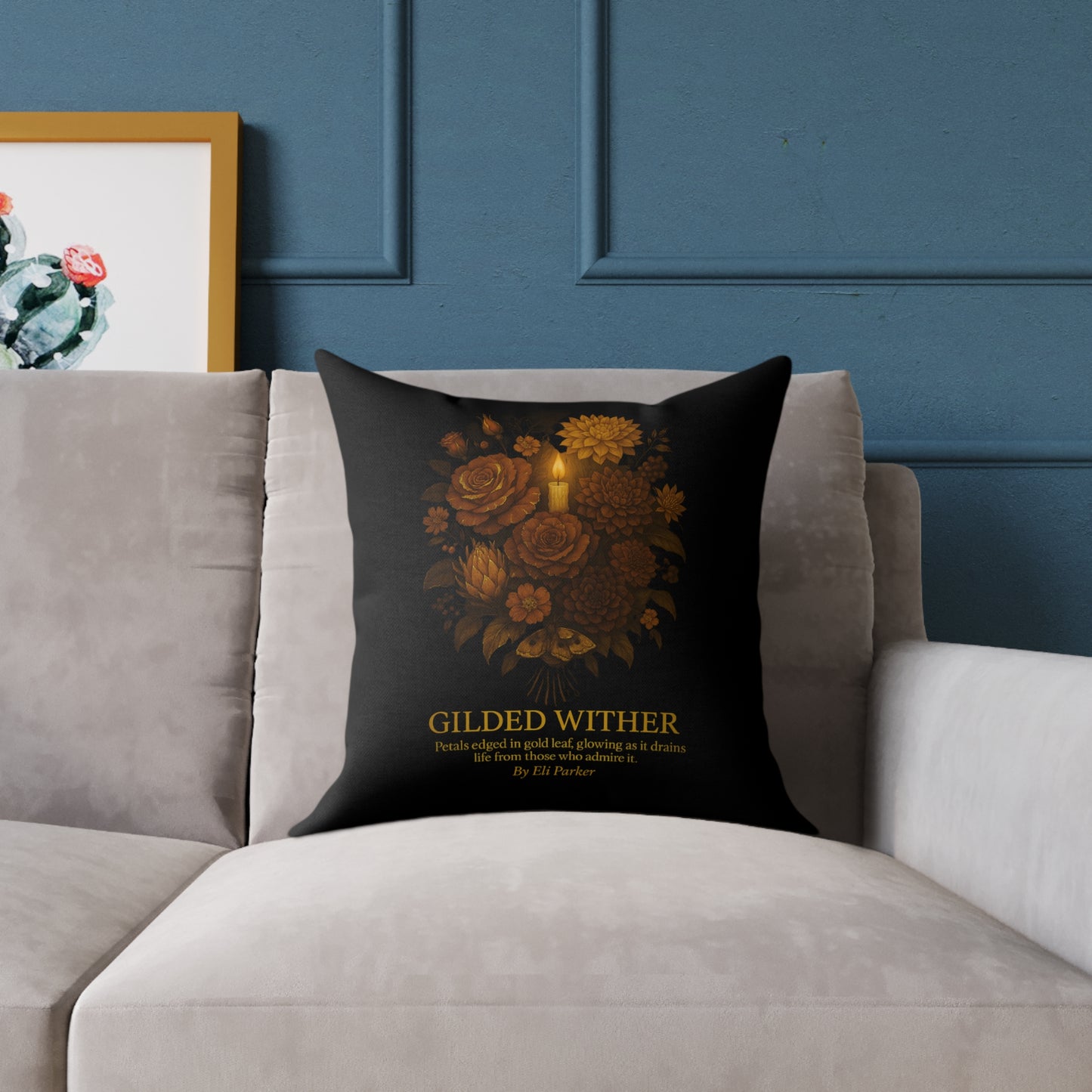 Canvas Pillow -  Haunted Bouquet Collection - Gilded Wither