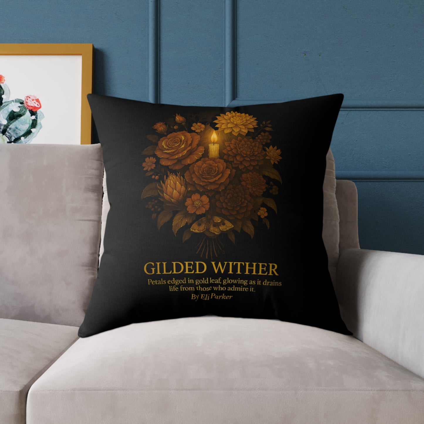 Canvas Pillow -  Haunted Bouquet Collection - Gilded Wither