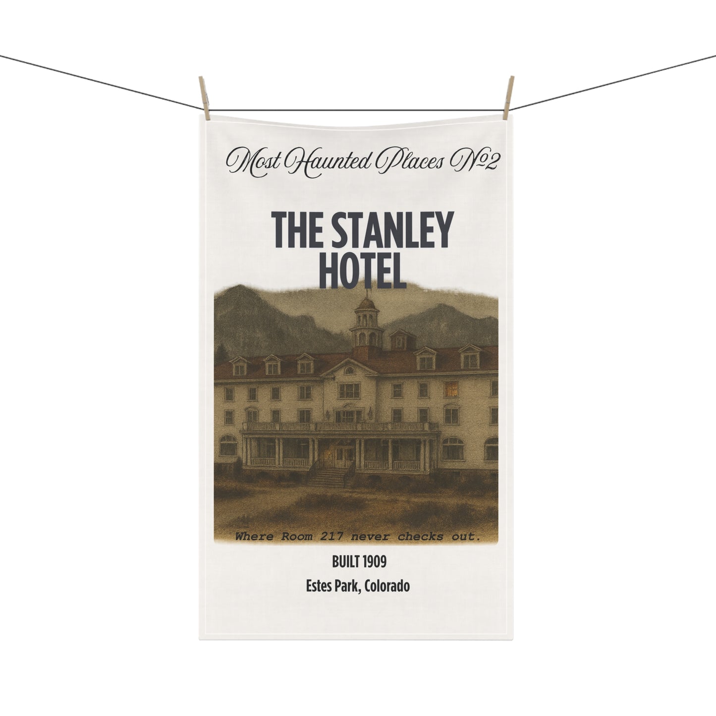 The Most Haunted Places Collection-The Stanley Hotel, Rustic Kitchen Towels, Gift for Ghost Lovers