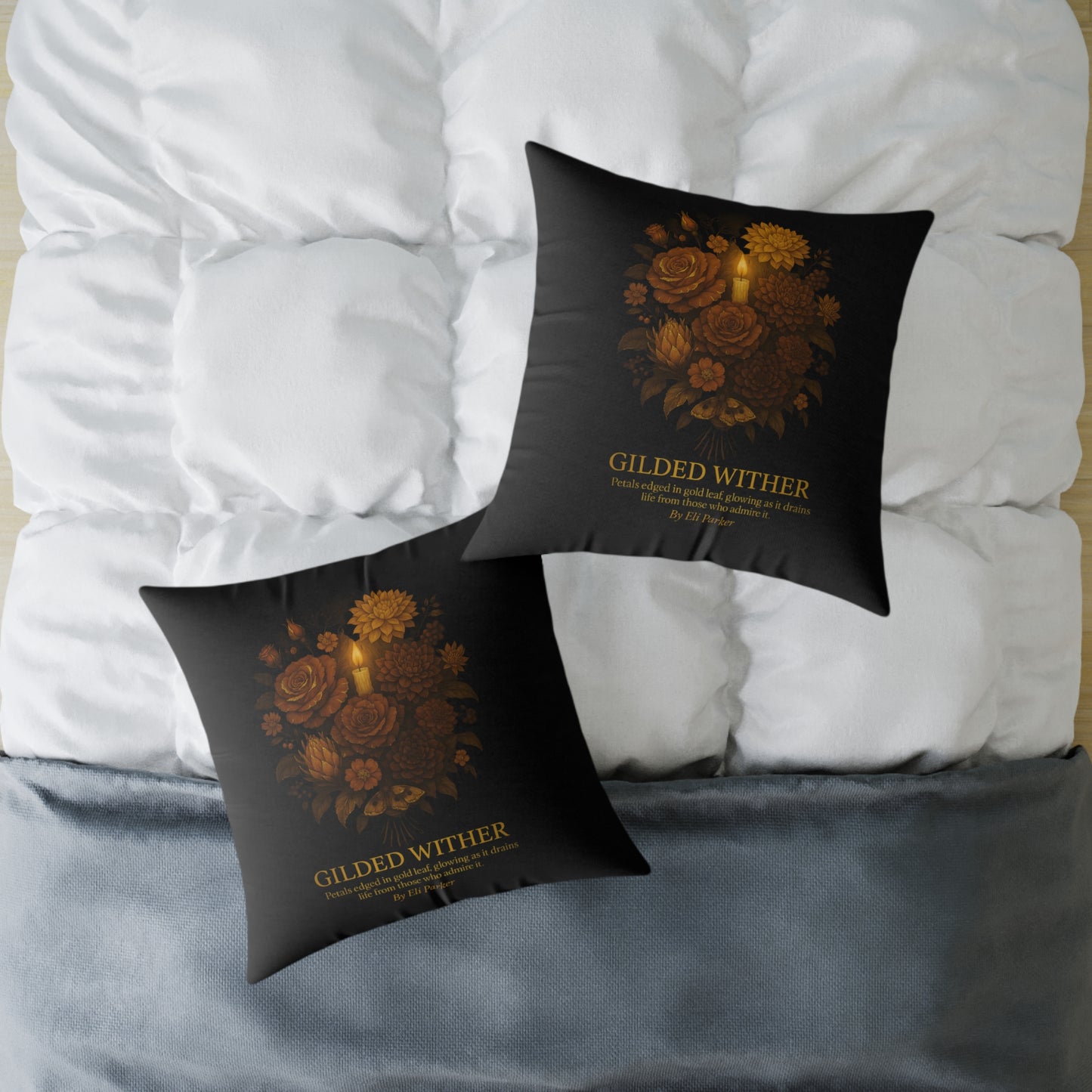 Canvas Pillow -  Haunted Bouquet Collection - Gilded Wither