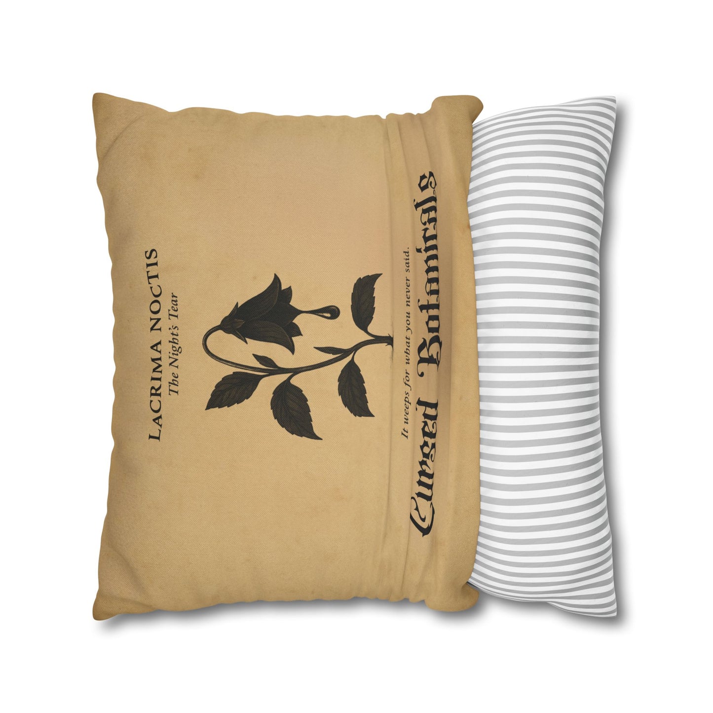 Square Pillowcase, Cursed Botanicals- Night's Tear, Spooky Fall Autumn Aesthetic Eerie Design