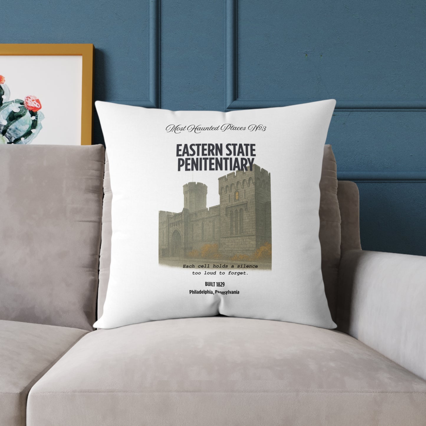 Canvas Pillow - The Most Haunted Collection Eastern State Penitentiary  - Rustic Home Decor Accent