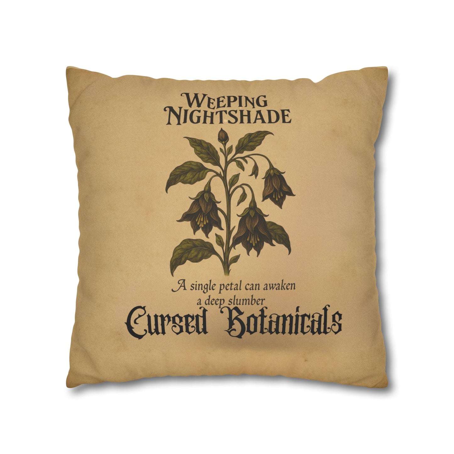 Square Pillowcase, Cursed Botanicals Collection- Weeping Nightshade, Spooky Fall Autumn Aesthetic Eerie Design
