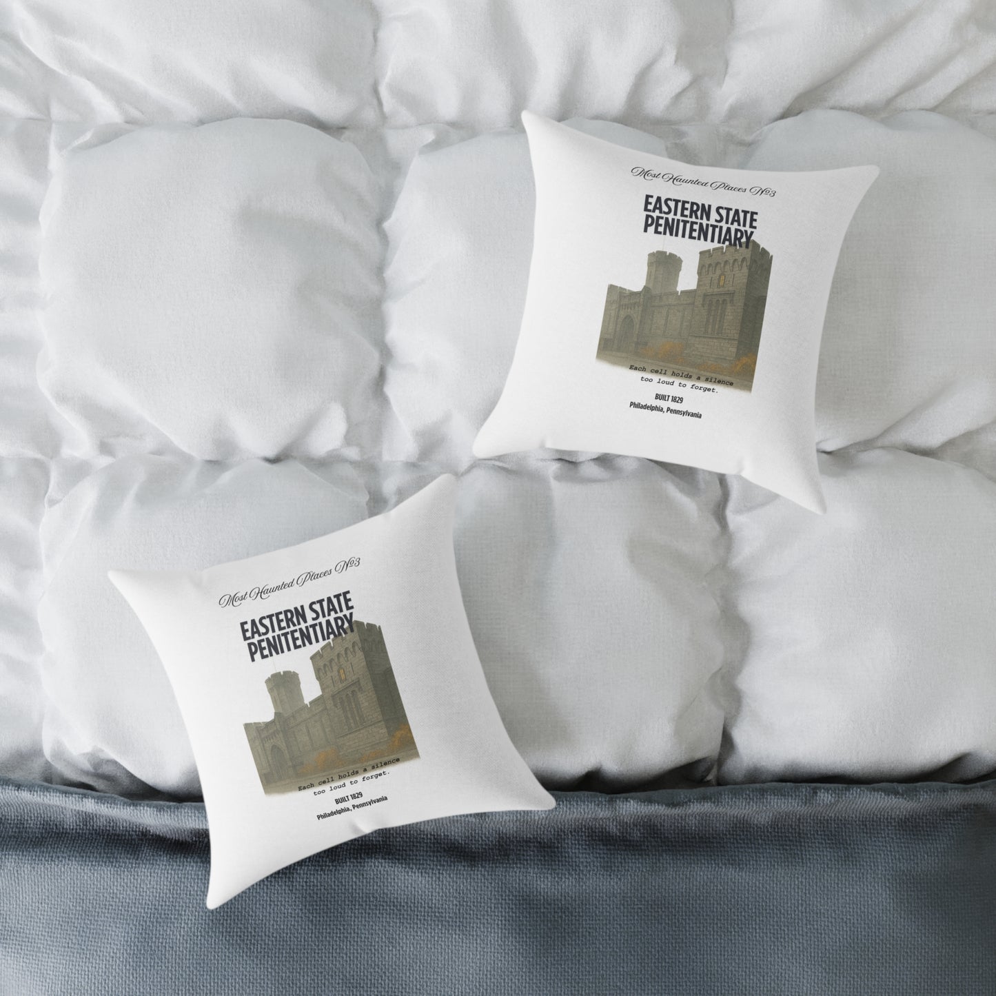 Canvas Pillow - The Most Haunted Collection Eastern State Penitentiary  - Rustic Home Decor Accent