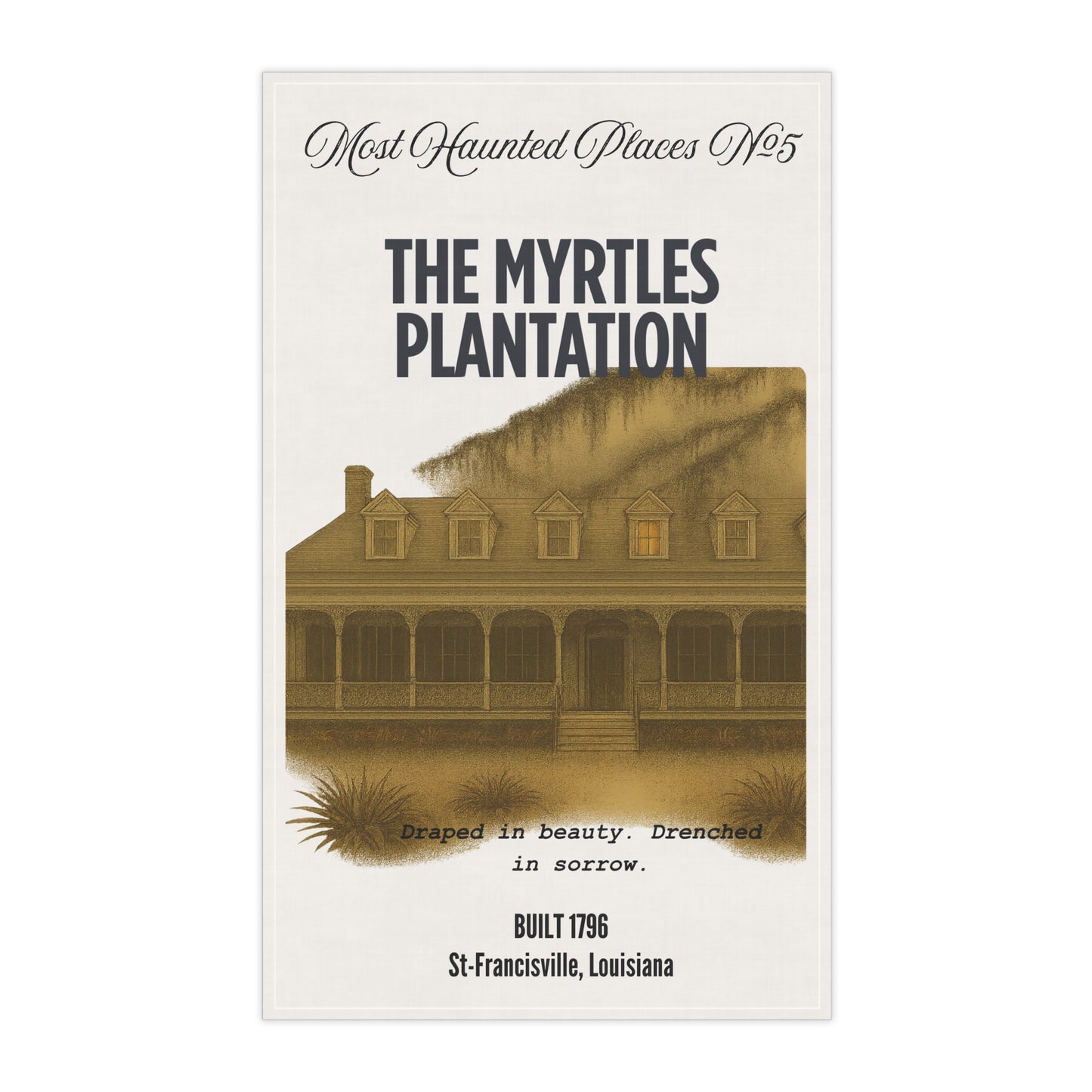 Most Haunted Places Collection- Myrtles Plantation-Tea Towels Featuring Historic Haunted Plantation Artwork,