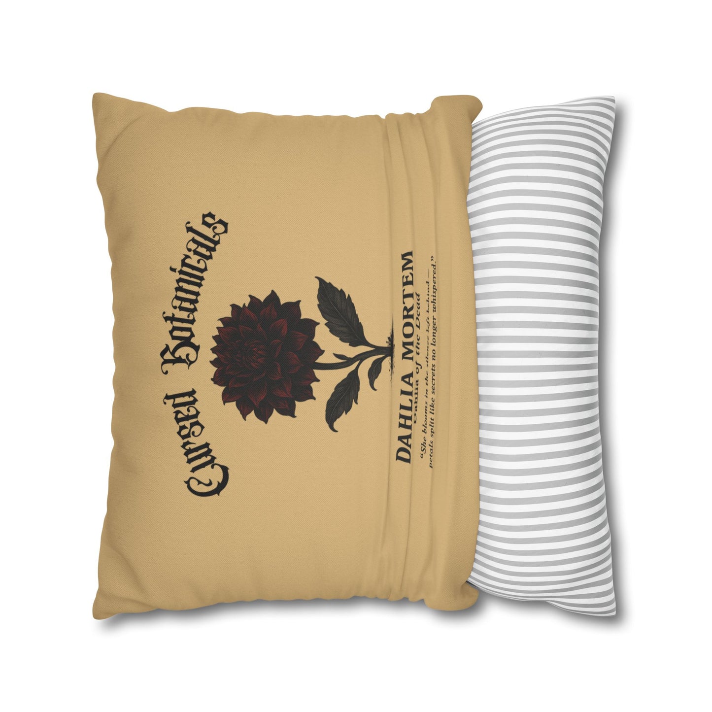 Square Pillowcase, Cursed Botanicals- Dahlia, Spooky Fall Autumn Aesthetic Eerie Design