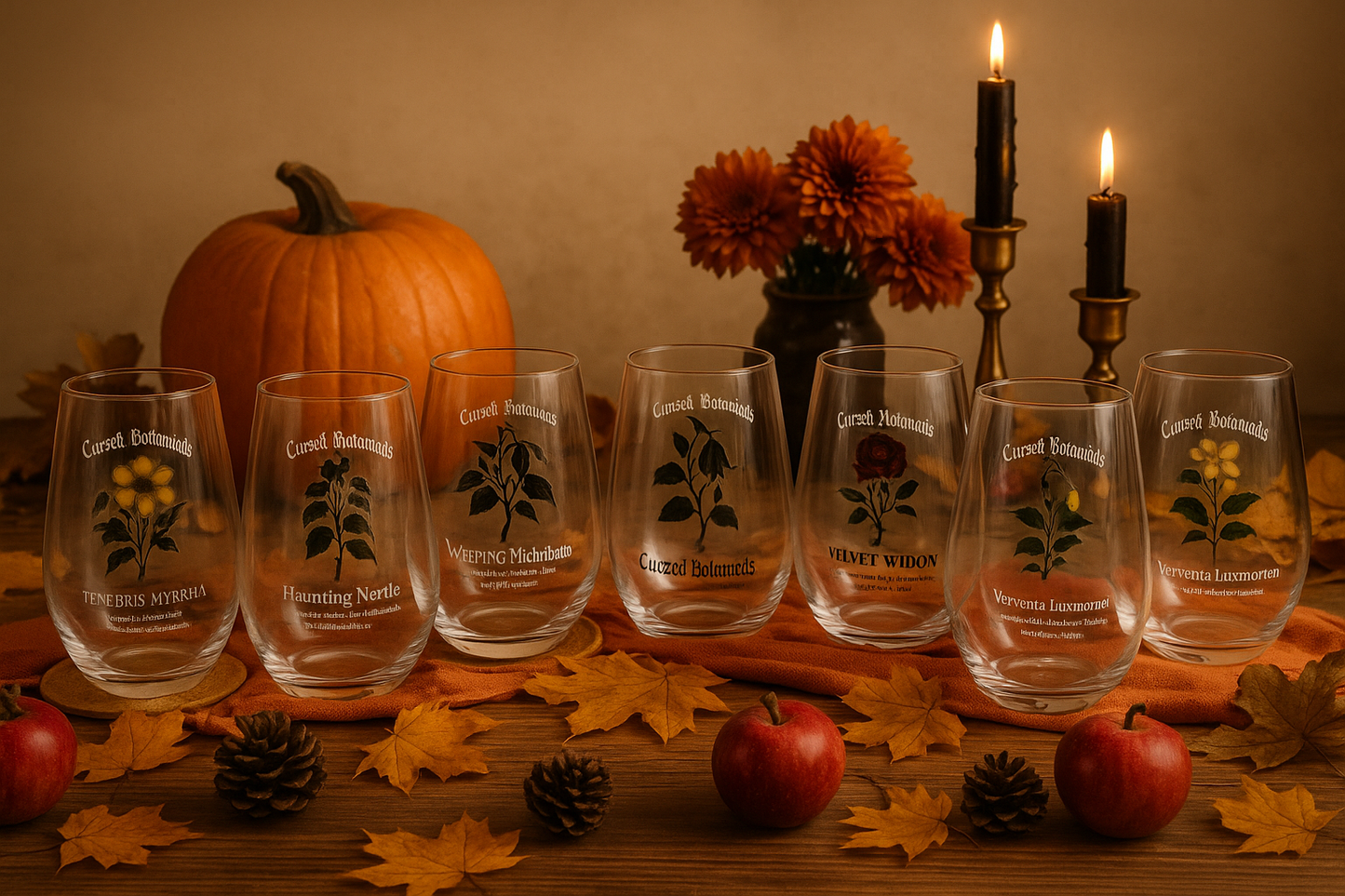 Wine Glasses-Full Cursed Botanicals Collection